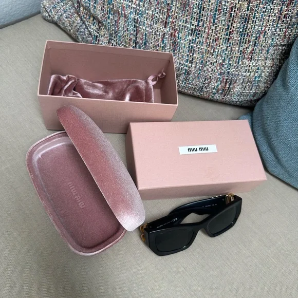 Miu Miu Black Sunglasses with Pink Case display picture 1